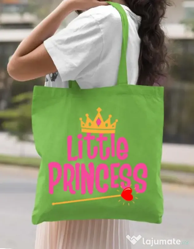 Sacosa din panza Little Princess Verde mar