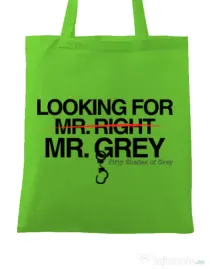 Sacosa din panza Looking for Mr Grey Verde mar