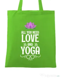 Sacosa din panza Love and yoga Verde mar
