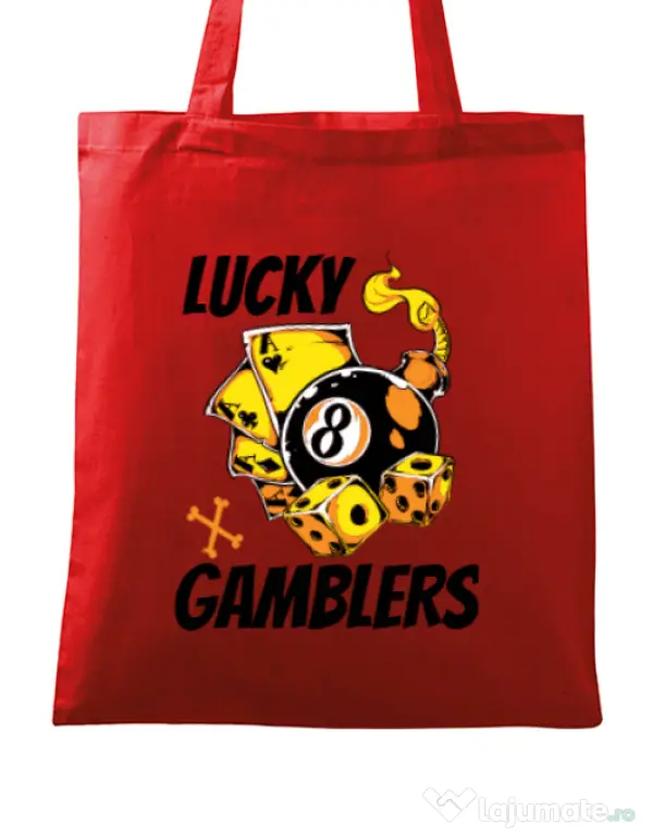 Sacosa din panza Lucky gamblers Rosu