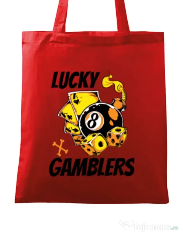 Sacosa din panza Lucky gamblers Rosu