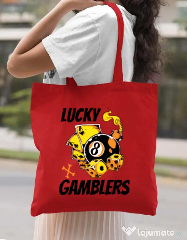 Sacosa din panza Lucky gamblers Rosu