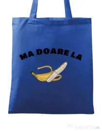 Sacosa din panza Ma doare Albastru regal