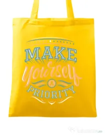 Sacosa din panza Make yourself a priority Galben