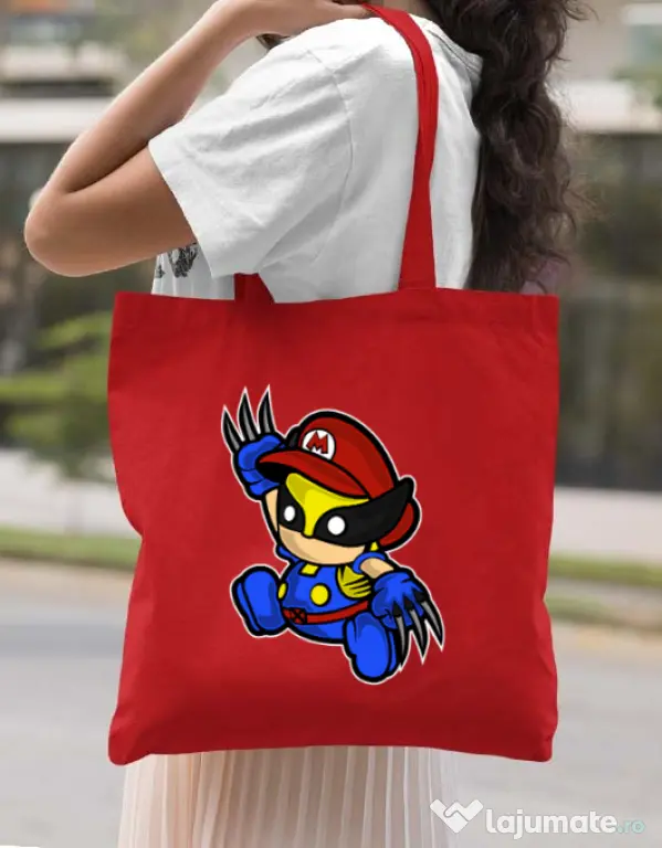 Sacosa din panza Mario Wolverine Rosu