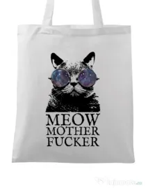 Sacosa din panza Meow motherfucker Alb