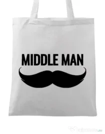 Sacosa din panza Middle man Alb