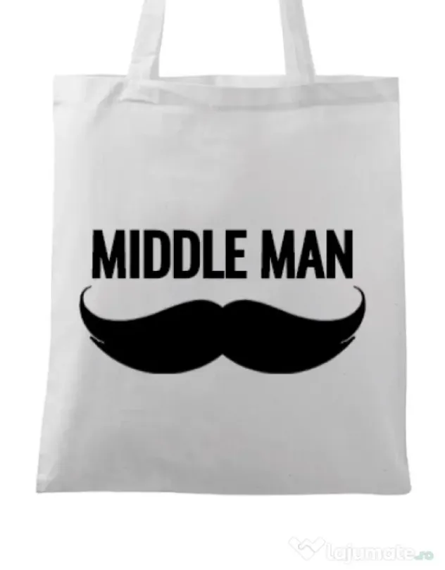 Sacosa din panza Middle man Alb
