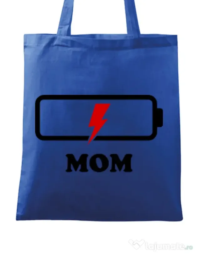 Sacosa din panza Mom battery Albastru regal