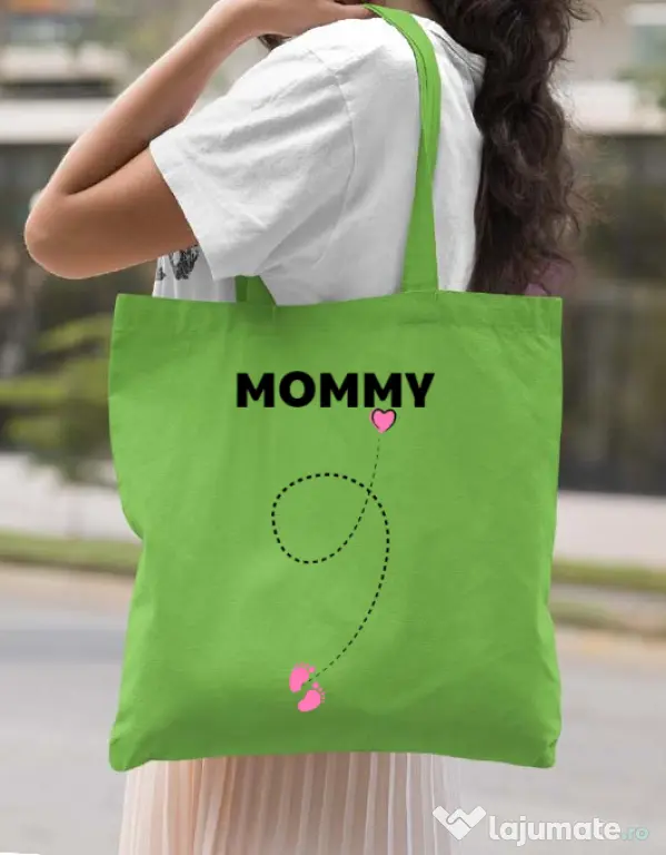 Sacosa din panza Mommy Verde mar