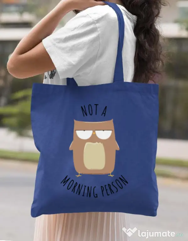 Sacosa din panza Morning owl Albastru regal