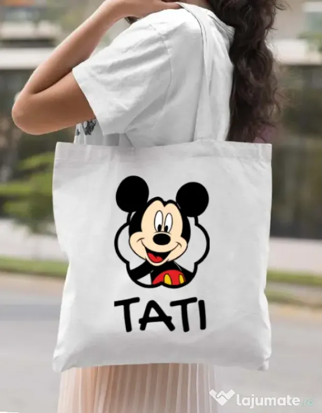 Sacosa din panza Mouse daddy Alb