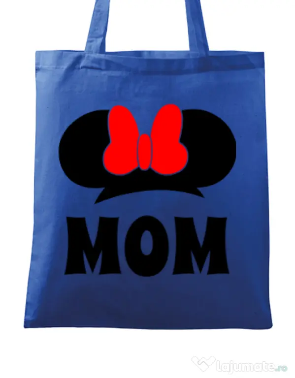 Sacosa din panza Mouse mom Albastru regal