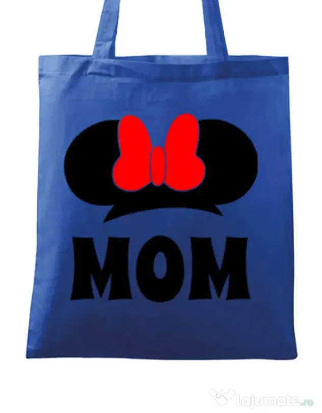 Sacosa din panza Mouse mom Albastru regal