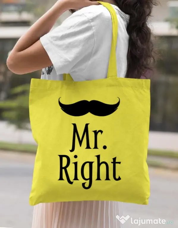 Sacosa din panza Mr. right Galben