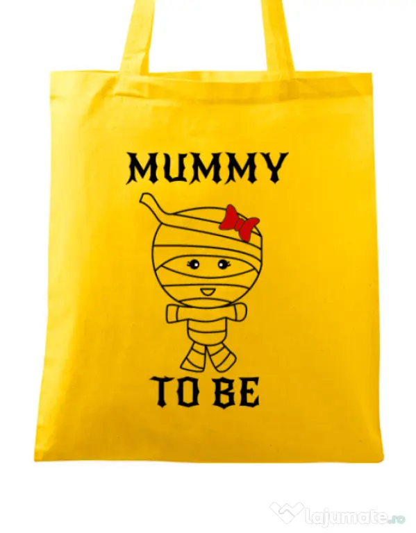 Sacosa din panza Mummy to be girl Galben