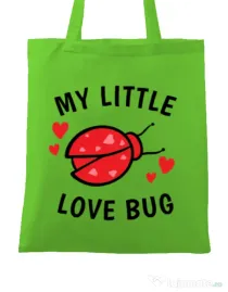 Sacosa din panza My little love bug Verde mar