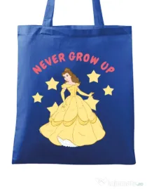 Sacosa din panza Never grow up Albastru regal