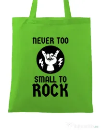 Sacosa din panza Never too small to rock Verde mar