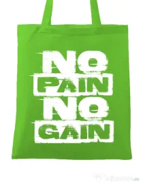 Sacosa din panza No pain, no gain Verde mar