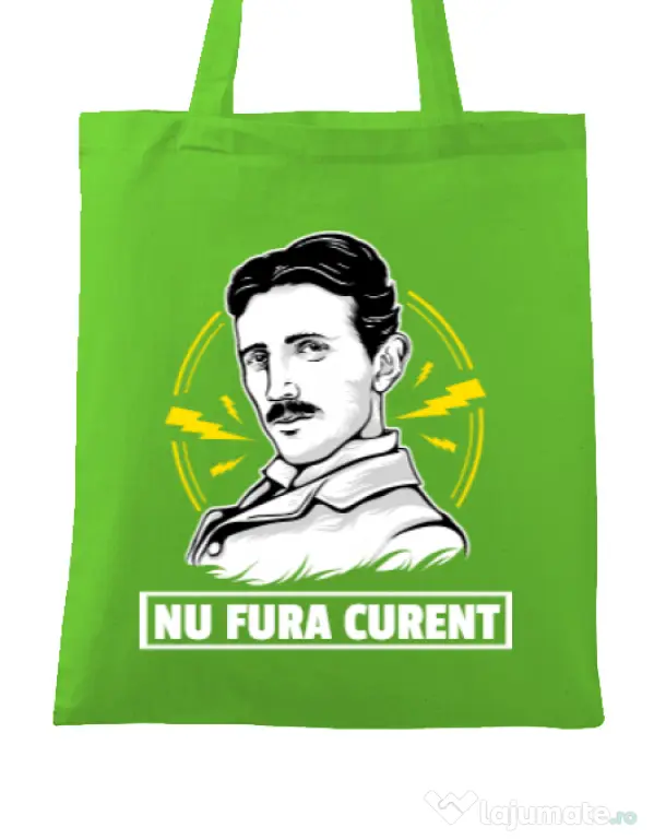Sacosa din panza Nu fura curent Verde mar
