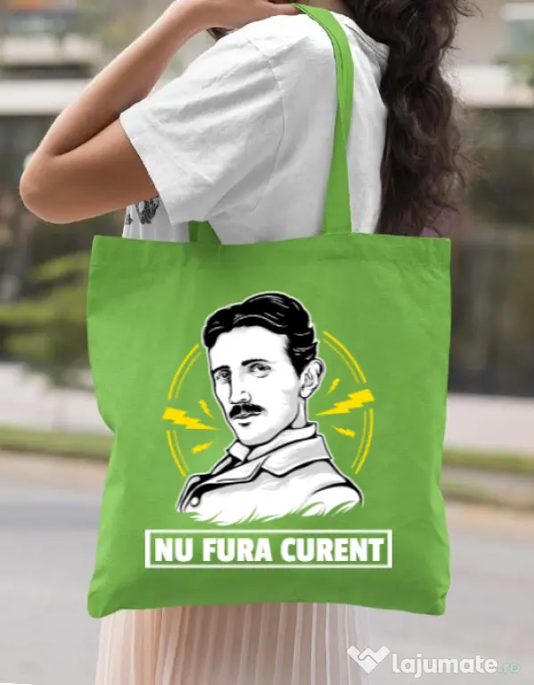 Sacosa din panza Nu fura curent Verde mar