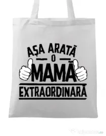 Sacosa din panza O mama extraordinara Alb