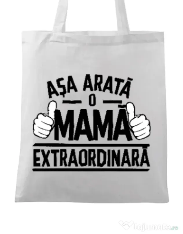 Sacosa din panza O mama extraordinara Alb