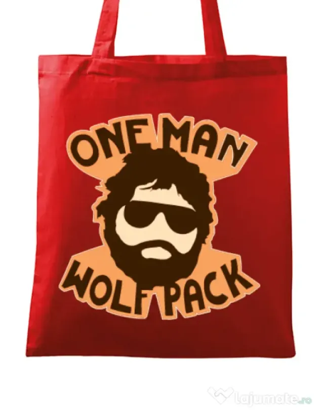 Sacosa din panza One man wolf pack Rosu
