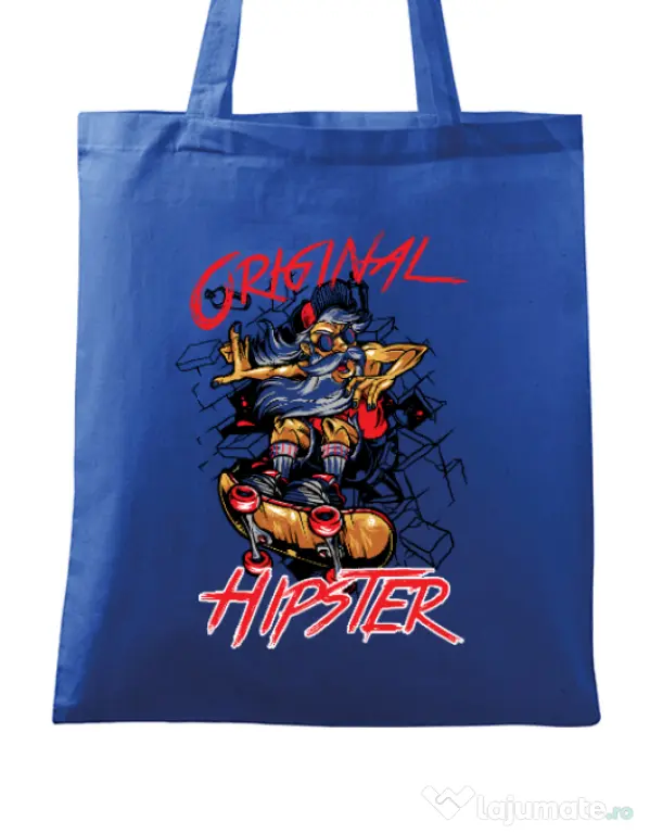 Sacosa din panza Original hipster Albastru regal