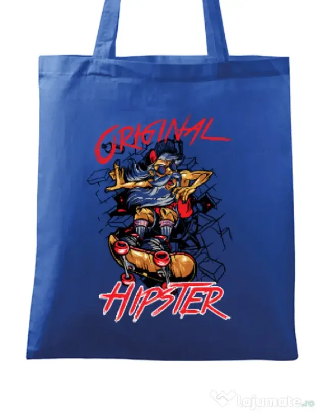 Sacosa din panza Original hipster Albastru regal