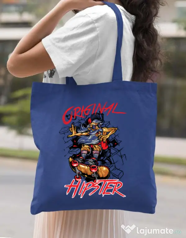 Sacosa din panza Original hipster Albastru regal