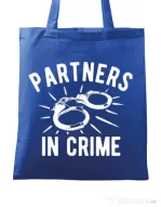 Sacosa din panza Partners in crime 2 Albastru regal