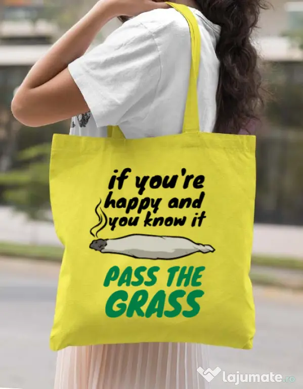 Sacosa din panza Pass the grass Galben