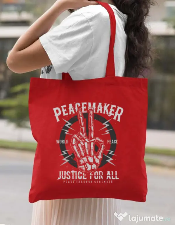 Sacosa din panza Peace Maker Rosu