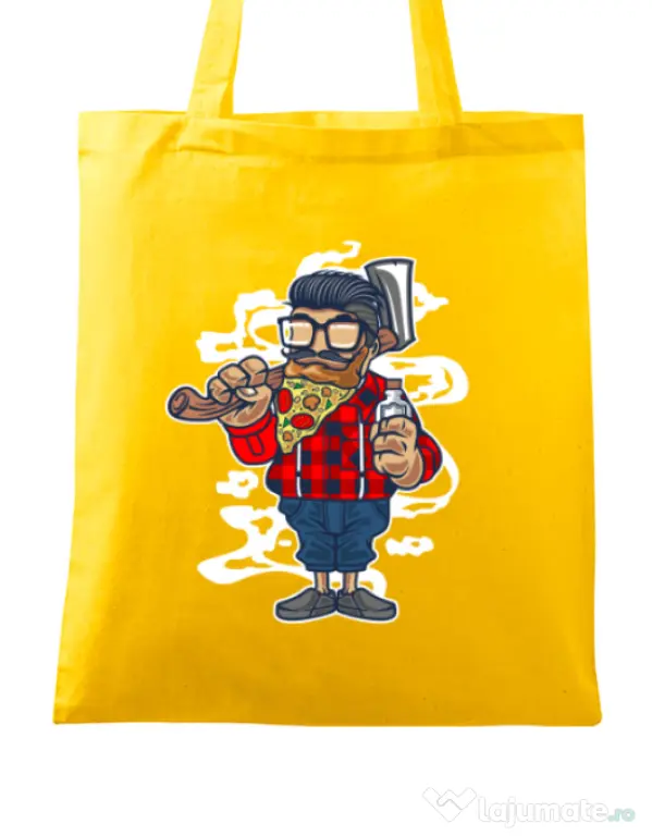 Sacosa din panza Pizza Beard Galben