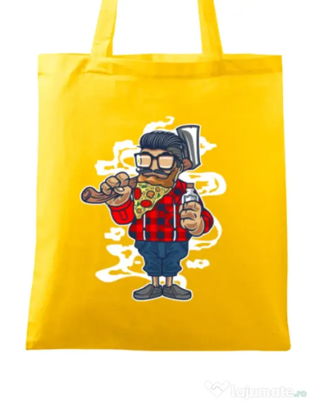 Sacosa din panza Pizza Beard Galben