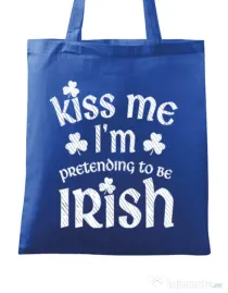 Sacosa din panza Pretending to be irish Albastru regal