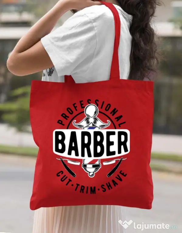 Sacosa din panza Professional barber Rosu