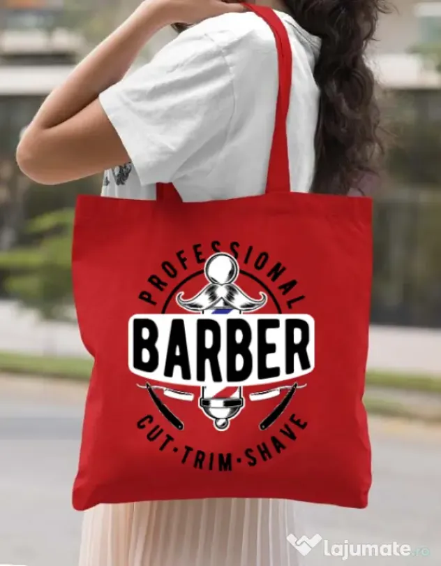 Sacosa din panza Professional barber Rosu