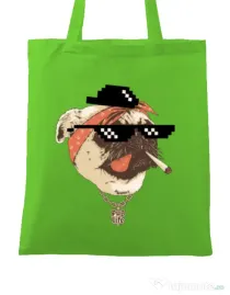 Sacosa din panza Pug Life Verde mar