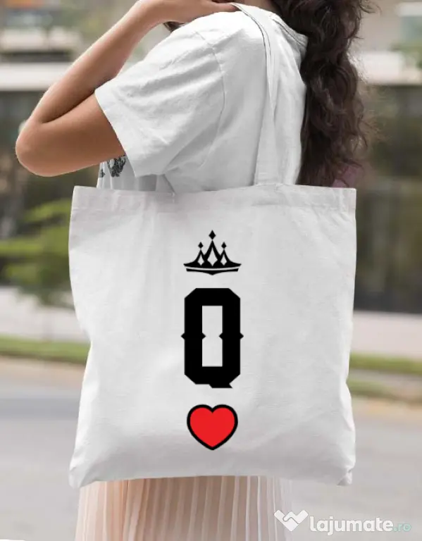 Sacosa din panza Queen Alb