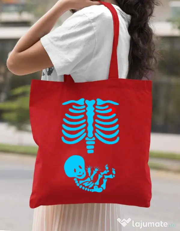 Sacosa din panza Radiografie Rosu