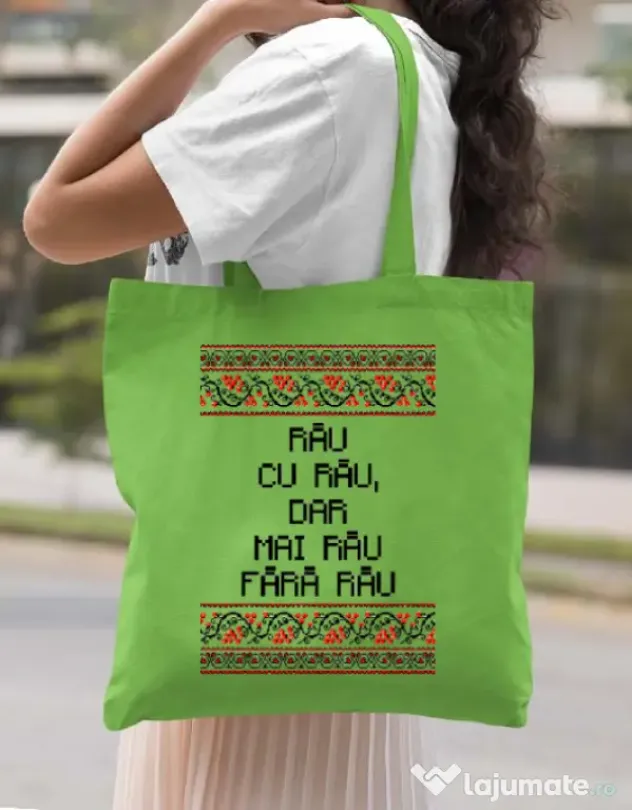 Sacosa din panza Rau cu rau Verde mar