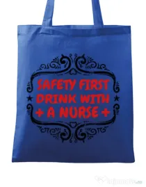 Sacosa din panza Safety first drink with a nurse Albastru regal