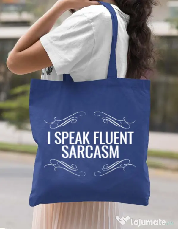 Sacosa din panza Sarcasm Albastru regal