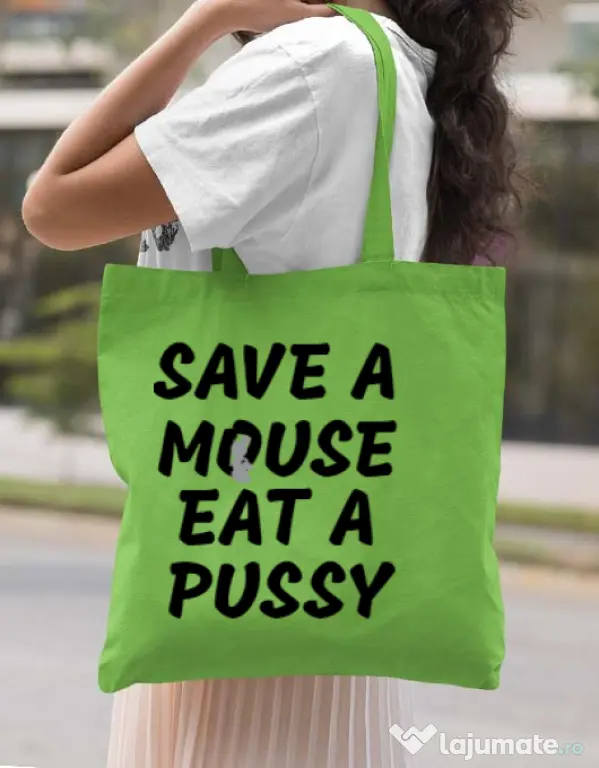 Sacosa din panza Save a mouse Verde mar