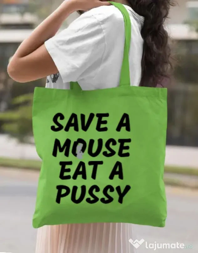 Sacosa din panza Save a mouse Verde mar