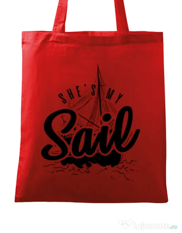 Sacosa din panza She s my sail Rosu