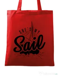 Sacosa din panza She s my sail Rosu